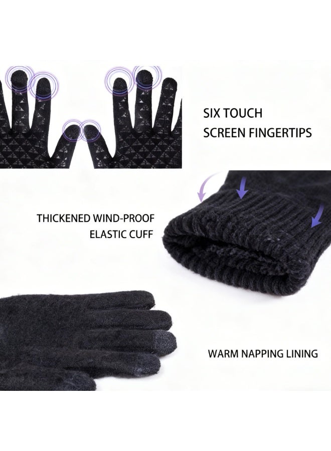 NIBEMINENT Winter Touch Screen Gloves for Men and Women, Thermal Knit with Anti-Slip Silicone Palm & Stretchy Polycotton for Running, Cycling, Driving - Image 5